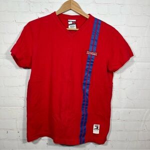 Vintage Tommy Hilfiger T Shirt Womens Large Red Striped V Neck Made In USA